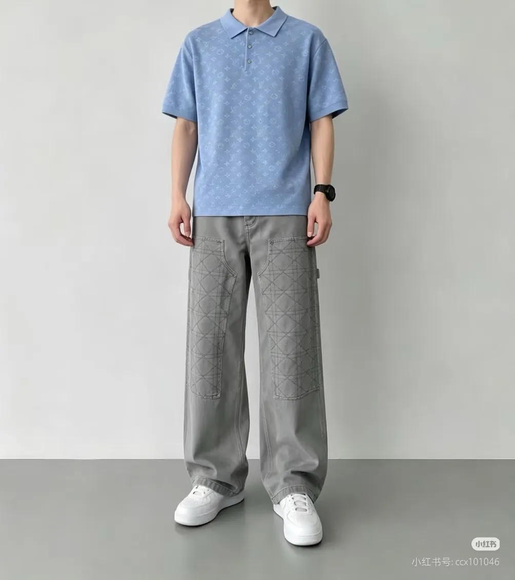 Louis Vuitton/Louis Vuitton 26ss dark pattern old flower jacquard knitted Polo short sleeves
